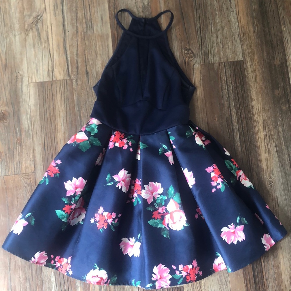 Teeze Me floral blue homecoming dress